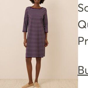 Nwt Women's Mariposa Stripe Softspun Boat Neck Dress L